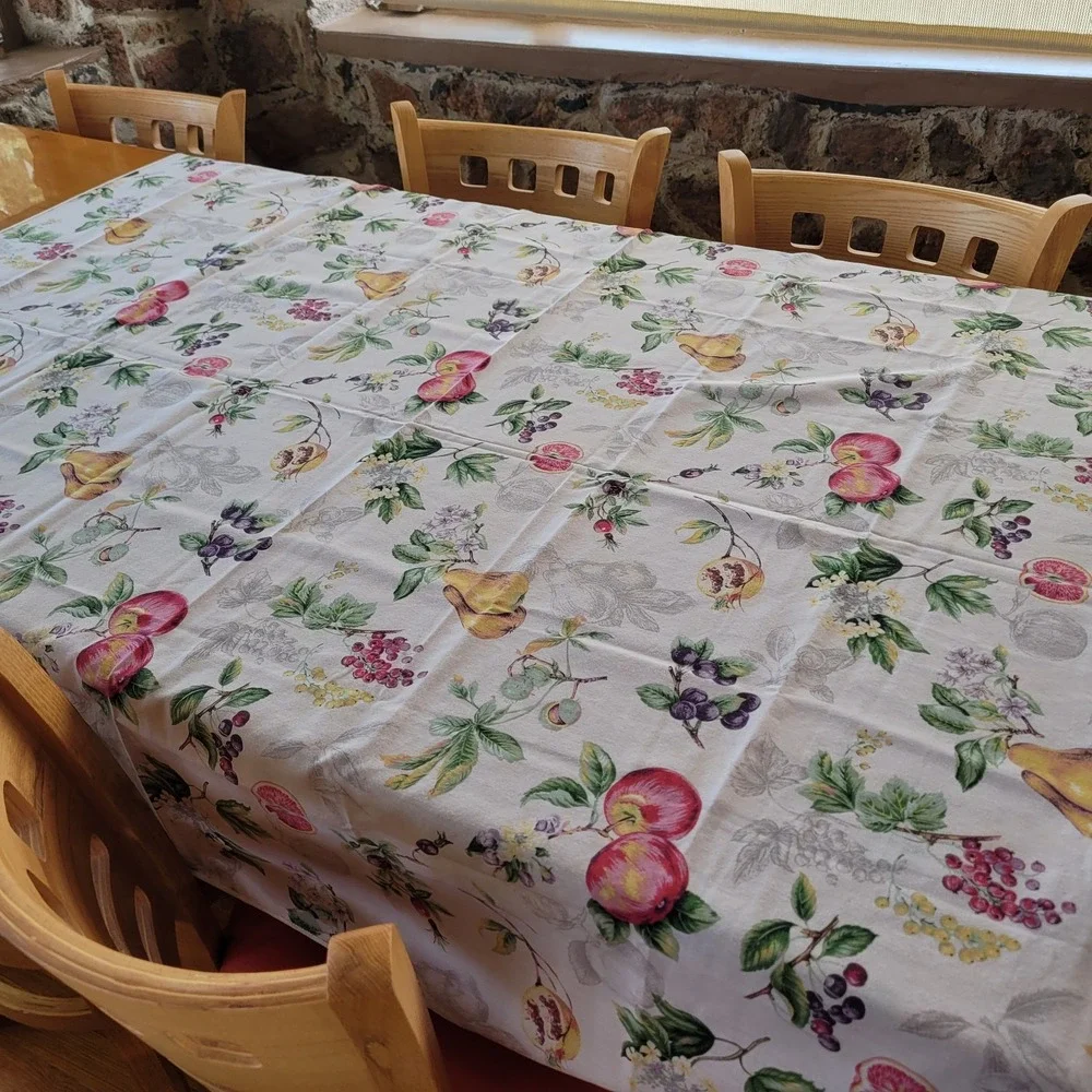 65x50 Fruit & Floral Tablecloth 4 Cloth Napkins Cotton Spring Fresh